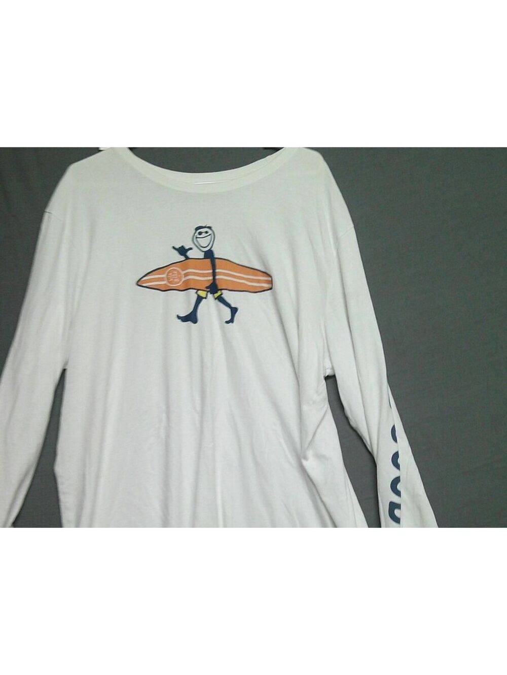 Life is Good Men's Long Sleeve Surf Graphic T-Shirt White